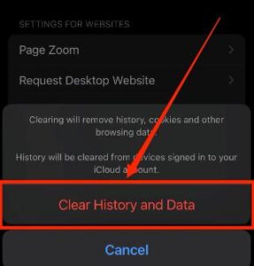 Clear History and Data